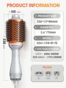 SHEGLAM HAIR Blowout Bliss Volumizing Hot Air Brush,Hair Dryer Brush,Blow Dryer Brush,4 In 1 Hair Dryer And Styler Volumizer For Drying Straightening Curling Volumizing Hair,GLOSS PRO™ Coating,Built-In Care For Shiny Hair,Motor Speed 33000RPM,Quick Blow Dry,3 Adjustable Temp Settings,No Tugs,No Tangles & No Snags Curling Brush,Thermal Straightening Brush,Thermal Blowout Brush,Electric Brush For Style All Lengths & Textures - UK Plug Graduation Birthday Holiday Summer Fall Autumn Y2K Fancy Fashion Women Makeup Cosmetic Party Beach Travel Camping Outdoors School Campus Festivals Decor Gift Present Rose Girl Best Color Charm Vibe Pink Christmas New Year Thanksgiving Day Valentine's Day