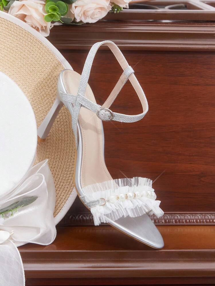 CUCCOO HITCHD Women's 2025 Spring/Summer New Black Velvet Elegant Floral Decor High Heel Sandals