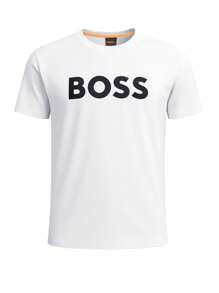 Hugo Boss Áo thun nam cổ tròn tay ngắn họa tiết chữ đơn giản đa năng - 100 Trắng - Xem 4