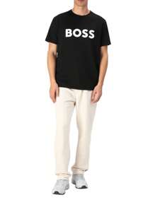 Hugo Boss Men's Letter Print Round Neck Short Sleeve Casual Versatile T-Shirt - 001 Black - View 3
