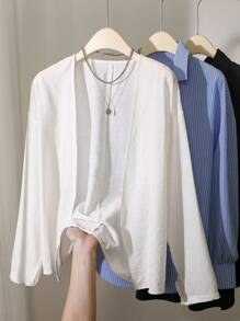 Chaqueta delgada de unicolor con estilo bohemio minimalista y de alta gama para mujer, versátil para vacaciones de verano