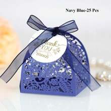 25 piezas/paquete Caja de caramelos de rosa con etiqueta de agradecimiento, caja de empaque de chocolate cortada con láser, ideal para boda, Día de San Valentín, cumpleaños, fiesta, decoración de regalo, Navidad, decoraciones, suministros