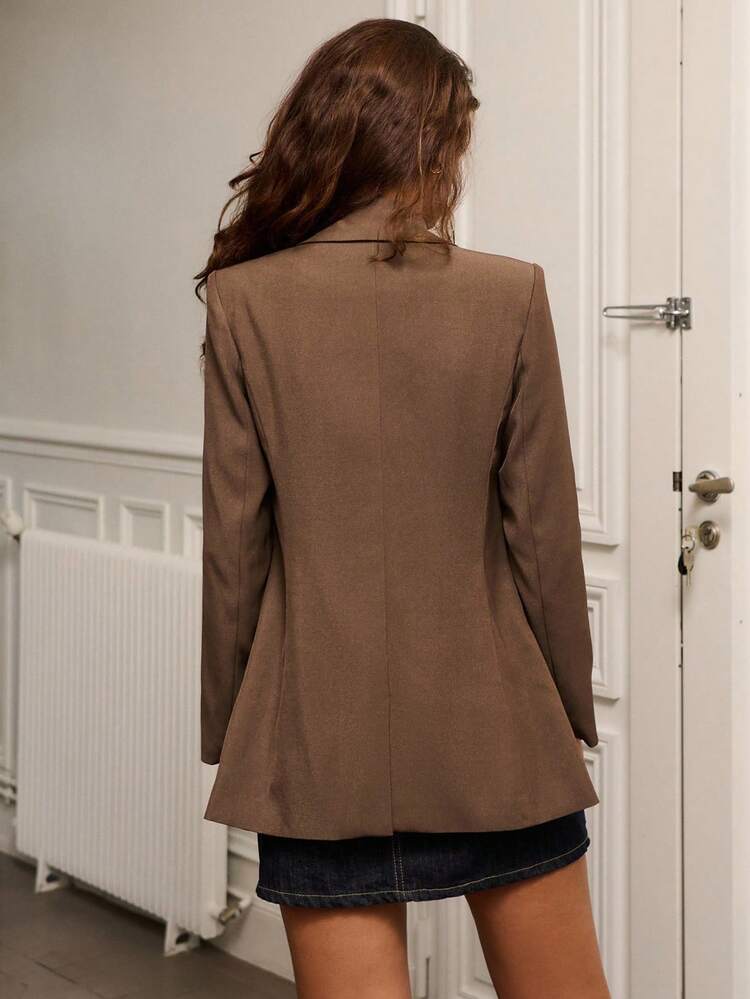 Double Breasted Brown Tailored Blazer Teacher Office Business Casual Blazer Winter Spring Summer