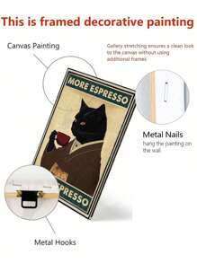 1 幅复古酒吧装饰画，创意猫咪海报帆布墙画，适用于酒吧、KTV 背景墙装饰，无框 - 彩色 - 查看 4