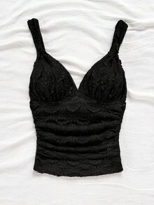 Soleia New Sweetheart Neck Knitted Textured Fabric - Black - View 8