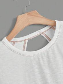 SHEIN Essnce 2 件女式休闲圆领露背蝙蝠袖 T 恤套装，复古风格，适合夏季度假，性感，可爱，Y2K Coconutgirl，波西米亚风，音乐节 - 彩色 - 查看 9