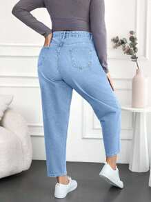 EURMUSE Quần Jeans Mẹ Cỡ Lớn 100% Cotton Giặt Nước - Rửa nhẹ - Xem 2