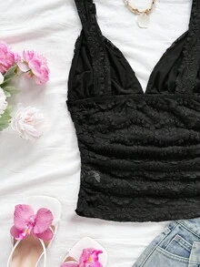 Soleia New Sweetheart Neck Knitted Textured Fabric - Black - View 5