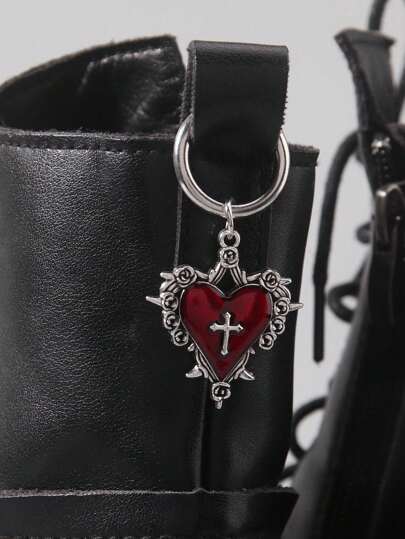 Goth 2 pièces Décoration de pendentif de chaussure/botte style gothique rétro avec épine, rose, croix. Convient pour hommes et femmes, Halloween