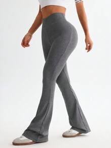 Easithlete Romantic Life Casual Fashion All-Match Sexy Flared Leggings, Skinny Waist Tight Fit Yoga Pants, Slim Leg Lifting Booty, Versatile High Waisted Slimming Trousers, Elegant Cute European & American Style