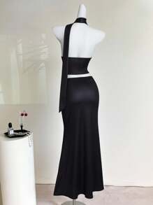 Sweetra Women's Tropical Floral Print Blouse & Mini Skirt Set, Suitable For Spring/Summer Holiday - Black - View 2