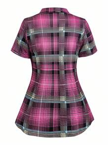 SHEIN EMERY ROSE CURVE 3 件套加大码格子夹克、束腰上衣和裤子套装 - 彩色 - 查看 12