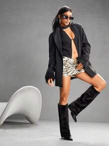 CUCCOO SZL Cuccoo Pointed Toe High Shaft Slim Heel Over-The-Knee Boots, Sexy Lady Rider Boots For Women - Black - View 5