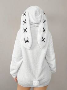 Sweetina 兔耳毛绒球开衫外套，可爱性感甜美，适合居家户外秋季女装