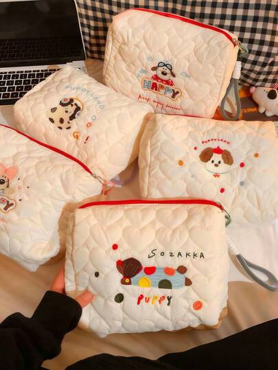 1 件卡通动物挂绳化妆包，便携式女士手拿包，多功能收纳包，可存放化妆品、护肤品、手机、硬币，适合节日、旅行、演出、派对，是女性节日礼物、生日礼物的完美选择