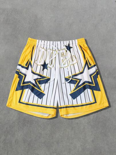 Prep Outdoor Loose Drawstring Star Print Sport Shorts Basketball Shorts For Men