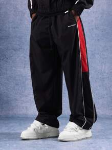 SUMWON Ultra weite Bein Trainingshose im Retro Basketball Stil, locker geschnitten, hoher Bund, Trainings-Performance Hose, bequem, moderner Streetwear-Stil