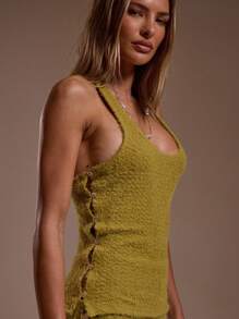 MUSERA 低领露背长款蓬松背心，仅限伊比沙岛款，适合度假、性感海滩、浪漫优雅场合、生日、波西米亚风、拉菲草秋季派对等。