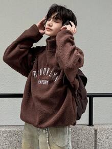 DAZY Sudadera con estampado de letra para hombres en otoño