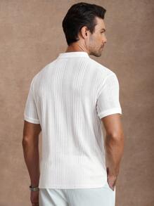 Manfinity Homme 夏季男士翻领提花针织短袖Polo衫，纹理罗纹图案面料，适合休闲外出、朋友聚会、轻松周末，人气百搭单品，男士高端纹理几何针织提花撞色短袖Polo衫，适合日常休闲、度假、通勤，男士纹理Polo衫，日常通勤、旅行、度假、外出的百搭单品