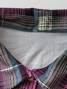 SHEIN EMERY ROSE CURVE 3 件套加大码格子夹克、束腰上衣和裤子套装 - 彩色 - 查看 8