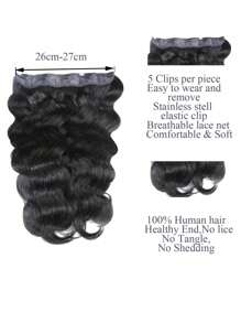 1 件波浪夹式接发 处女发 手工制作 真人发 柔软自然 女士夹式接发 - Natural Black - 查看 6