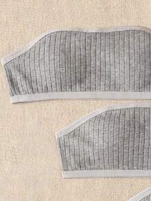 Tween Girl 3-Pack Fashion Simple Padded Non-Slip Tube Top Bras - Multicolor - View 3