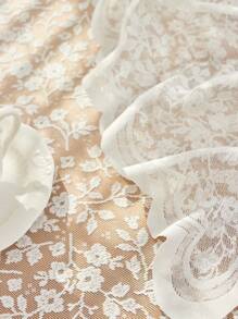 1 件花卉蕾丝桌布 - 质朴透明可洗蕾丝边咖啡桌布 - 非常适合野餐、露营、生日派对、情人节和家庭厨房装饰 - 米色 - 查看 9