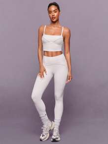 GLOWMODE FeatherFit™ Glow Maker Soft Stretchy Sweat-Wicking Removable Cups Adjustable Straps Bust-Enhancing Seam Active Tank Yoga Pilates Gym Spring - White - View 7