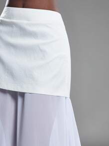 NYA SZN High Rise Flowy Chiffon Maxi Skirt White,Autumn,Seksi Chic,Vacation Mesh Wedding Guest Bridal Party Boho Festival Beach Casual Special Occasion Gyaru - White - View 6