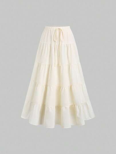 Sweetra 女式纯色简约松紧腰宽松喇叭裙