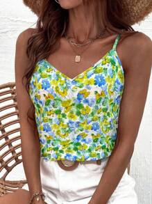 SHEIN LUNE Women's Loose Vacation Butterfly Print Camisole - Multicolor - View 3