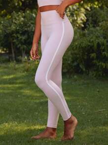 Athîral 休闲健身侧缝高腰紧身裤 - 粉色 - 查看 4