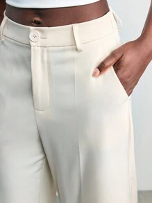 Maija Ensemble tailleur femme à double boutonnage, veste à col cranté et pantalon, couleur unie. Tenue élégante pour femme, costume femme, blazer femme. Tenue décontractée chic pour le bureau, les loisirs et le travail. Idéal pour les femmes, les enseignantes et les professionnelles. - Nude - Voir 8