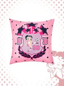 Betty Boop | ROMWE Polka Dot Figure Graphic Versatile Fashion Throw Pink Pillow Cover For Room Decor