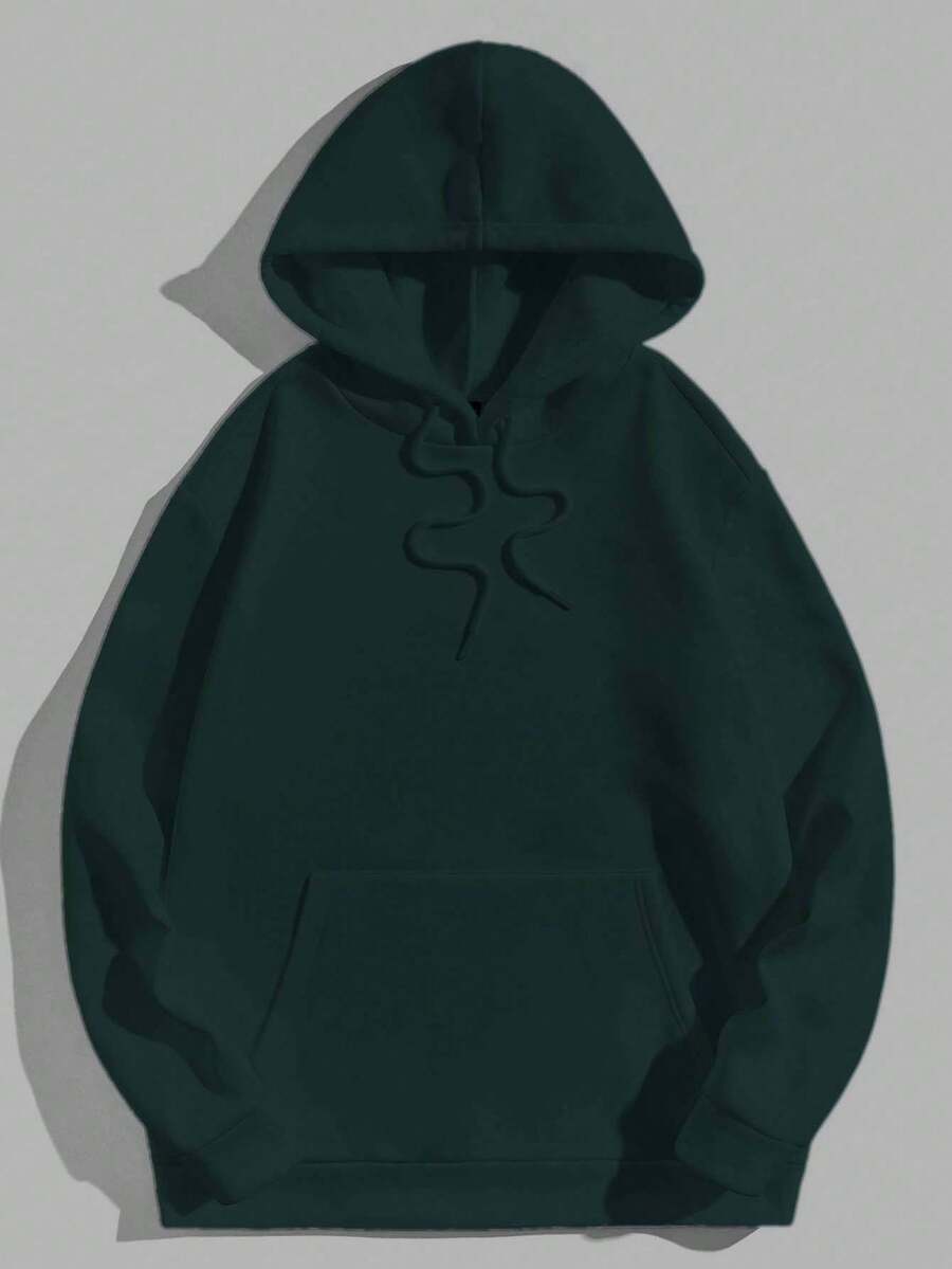 EURMUSE 100%Cotton Men's Hooded Sweatshirt With Pocket And Drawstring - Dark Green - View 1