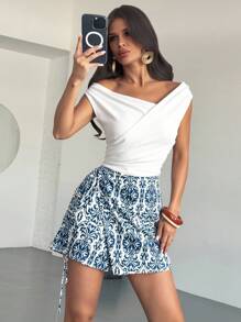 Firerie Sommer Damen eleganter Lässig Urlaubs Strand Musik Festival Muster Muster Taille Bindeband Wickelrock