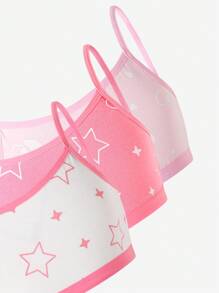 6 件套青少年女孩豹纹、心形、蝴蝶结、星星棉质吊带背心上衣女童背心多件装返校时尚 - 彩色 - 查看 3