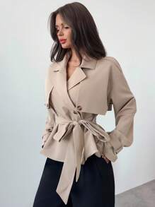 Firerie Women Trench Coats,Graduation,Teacher Outfits For Women,Back To School In Fall/Winter - Apricot - View 2