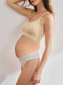 Moonlight&Mama Maternity Minimalist Solid Color Textured Fabric Nursing Bra - Apricot - View 4