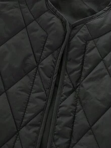 Genkimix Kids Kleine Mädchen Baumwoll-Wattierte Weste, Neuer Winterstil, Diamantmuster, Aufgeblähte Ärmel, Modisch & Süß, Baumwoll-Wattierte Weste für Baby Mädchen, Vielseitige Oberbekleidung - Schwarz - Übersicht 4