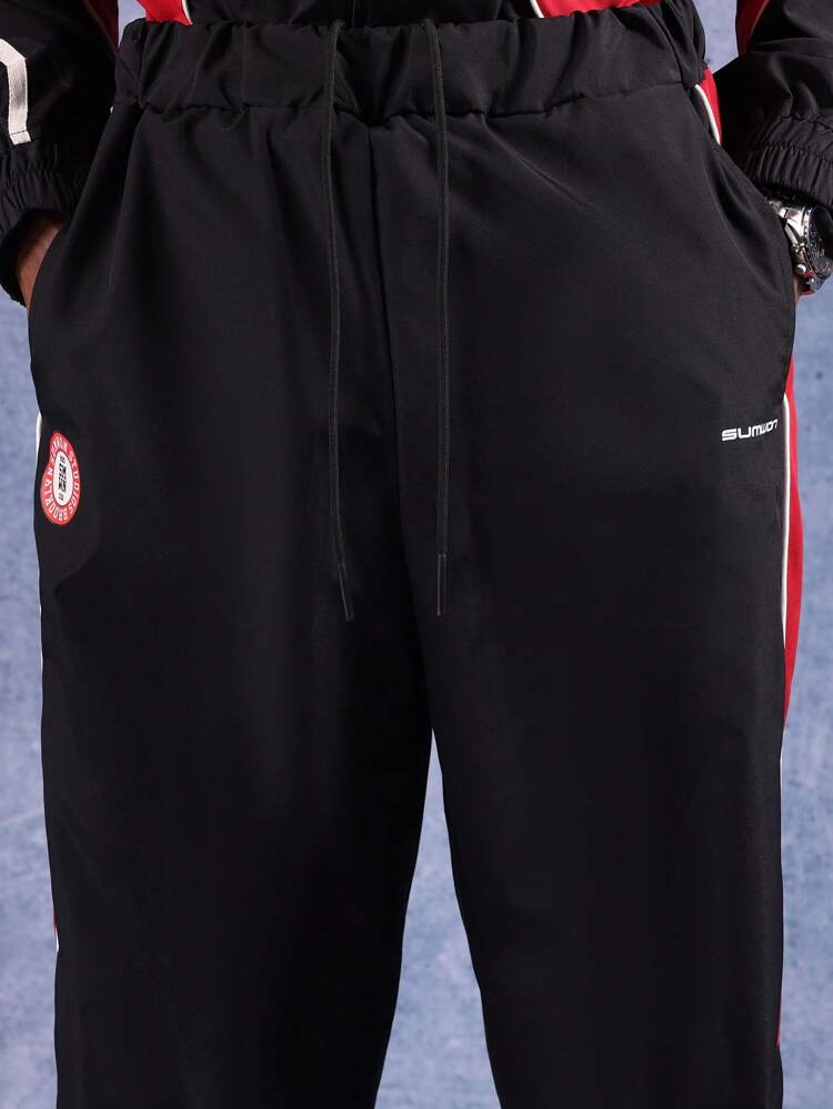 Wide Leg Track Pants With Contrast Panels