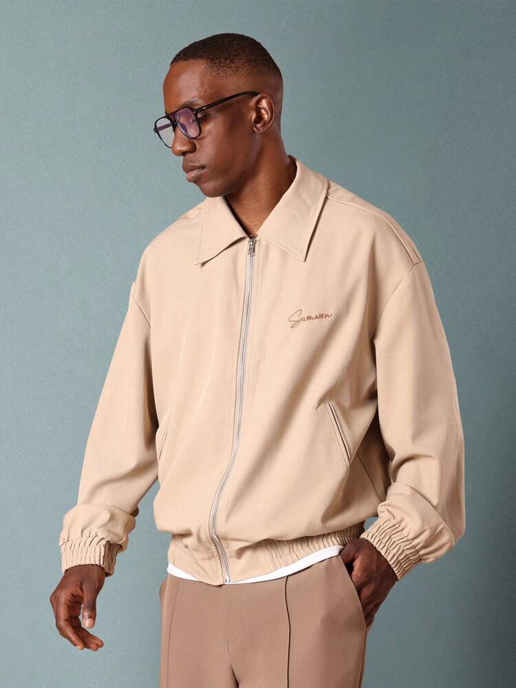 Harrington Bomber Jacket With Elasticated Waist And Embroidered Logo