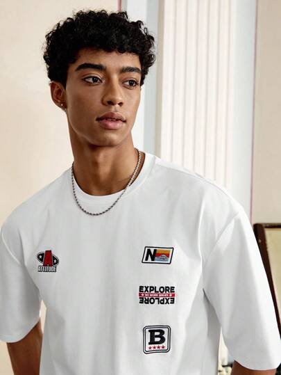 Manfinity VCAY 男士夏季字母印花圆领短袖休闲T恤