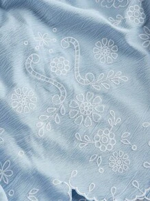 SHEIN MOD Gonna midi a-line blu ricamata per taglie forti, adatta per l'estate - Blu - Visualizzare 3