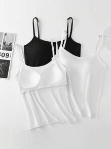 SHEIN LUNE 3pcs/Set Anti-Flashing Cami Tank Top With Built-In Padded, Comfortable