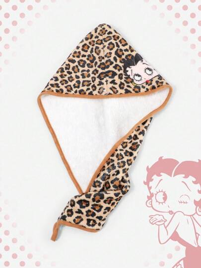 Betty Boop | ROMWE Cuffia per asciugare i capelli con motivi a caratteri animati e stampa leopardata