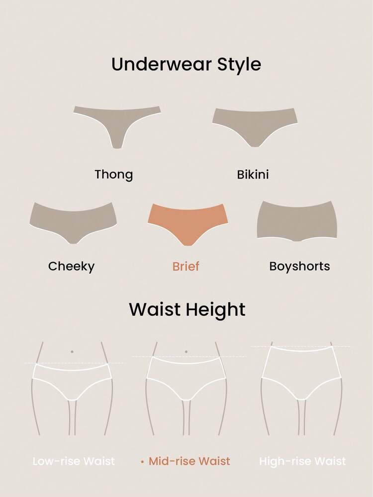 2-Pack Cotton Mid Waist Briefs Women Underwear Panties Set