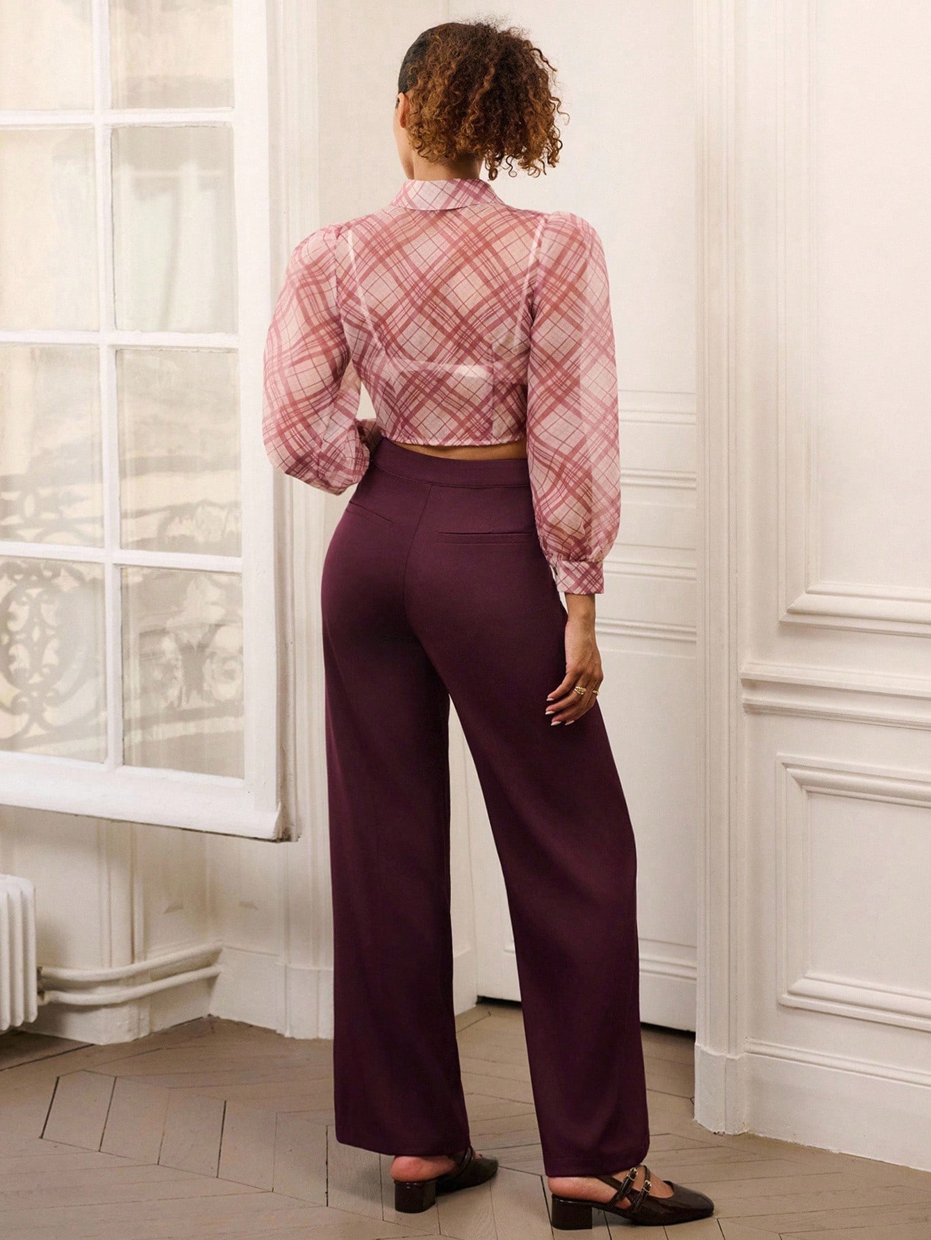 Maßgeschneiderte Weite Hose mit Doppel-Knopfverschluss, Outfit für Lehrer, Business Lässig Hose, Büro Hose