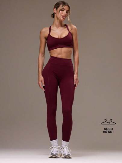 Musera Sport Set sportivo da donna con top a incrocio sulla schiena e leggings, adatto per palestra e fitness in autunno e inverno